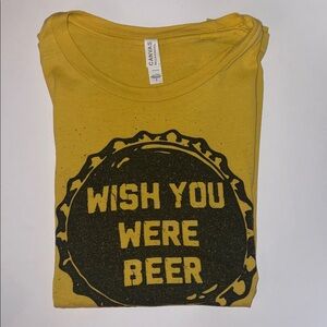 Canvas Yellow Tee with Beer Cap Graphic
